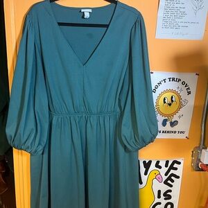 Ava & Viv Teal Long Sleeve Dress 2x